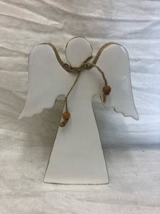 ornament - angel - white enamelware - 8.7"