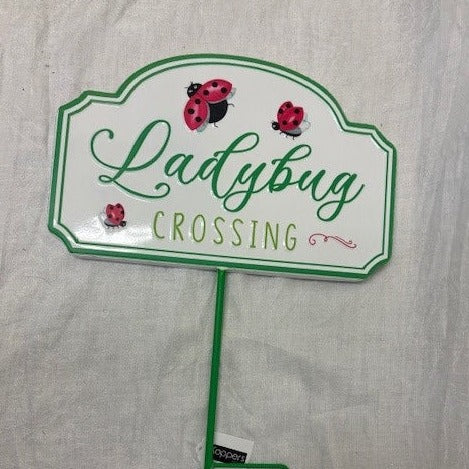 stake - ladybuy crossing - large green stake sign - 7.75