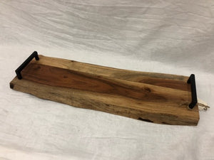 chacuterie board - acacia wood live edge - iron handles