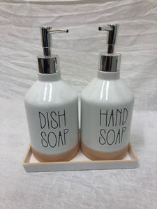 dish soap/hand soap - SET OF 2 - on tray - 8"
