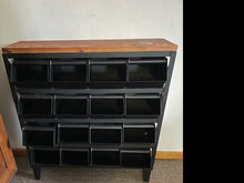 Load image into Gallery viewer, NA - multi 16 drawer steel cabinet w/ wood top - 34&quot;Hx31.5&quot;Wx12&quot;D
