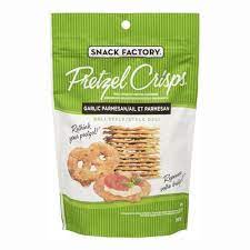 pretzel crisps - garlic parmesan - snack factory - 200g
