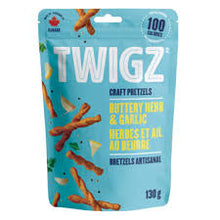 Load image into Gallery viewer, twigz - Pretzels - buttery herb &amp; garlic - 130g
