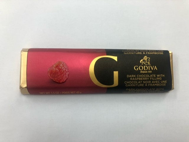 godiva dark chocolate bar w/ raspberry - 43g