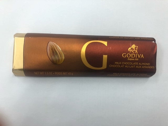 godiva milk chocolate bar w/ almonds - 43g