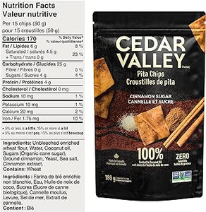 cedar valley - pita chips - cinnamon sugar - 180g