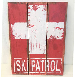 sign - ski patrol - red/white distress - 40x30