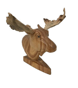 moose head - burlwood antlers - XS - 15cm - on plaque