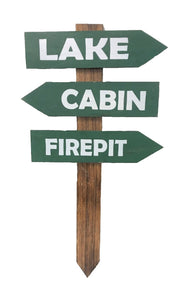 stake/post - 3 arrow - Lake / Cabin / Firepit - green/white