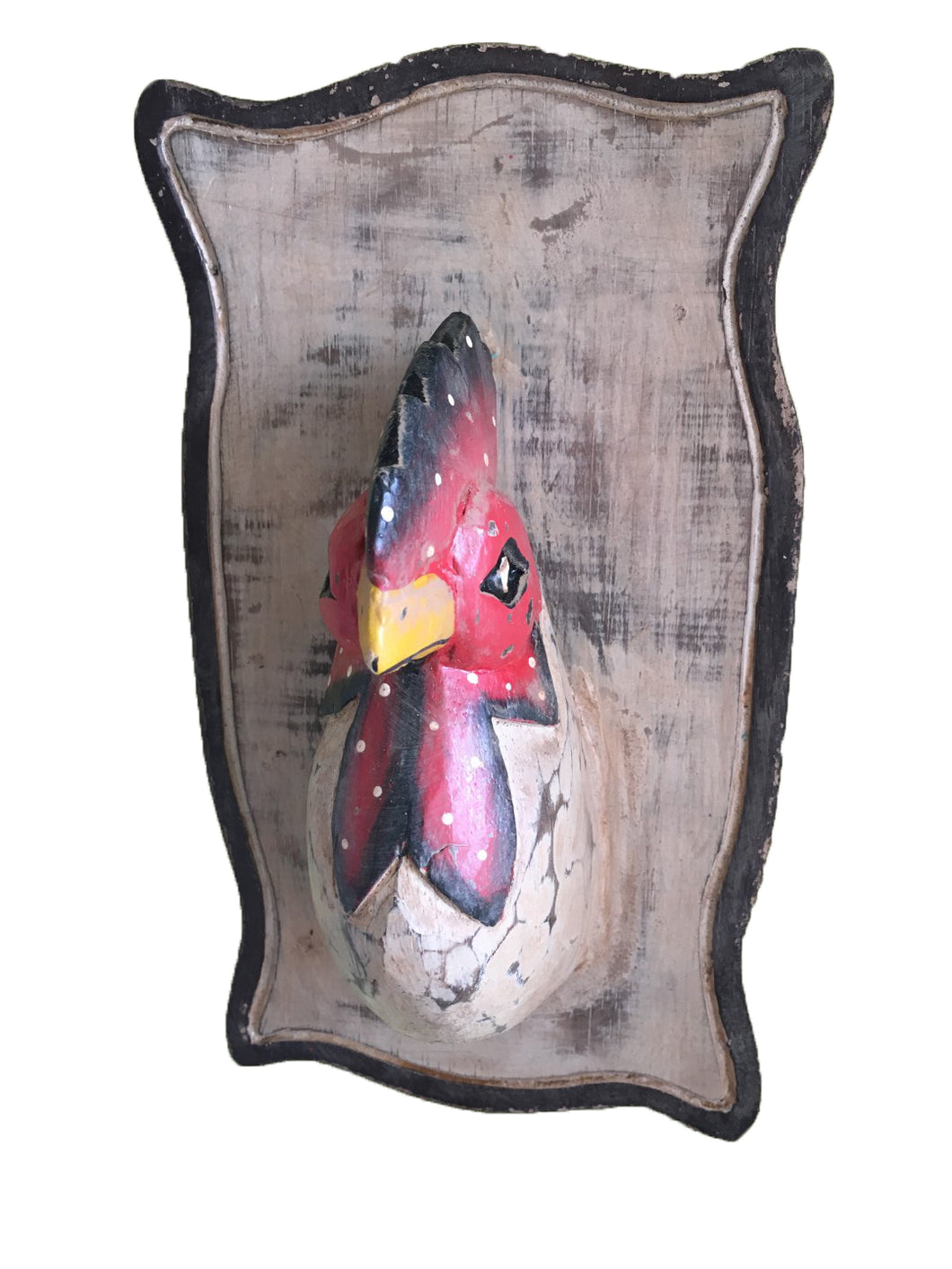 rooster head - plaque - brown/red - 15x25