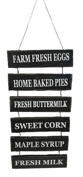 sign - farm fresh eggs/home baked pies/fresh buttermilk/sweet corn/maple syrup - BLACK - 63x30x8cm