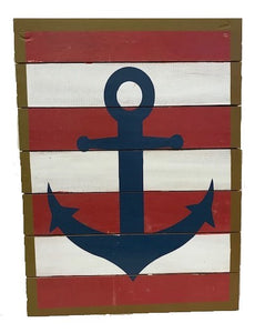 sign - anchor - blue / red & white stripes - 30x40