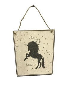 sign - unicorn - believe in magic - 20x25