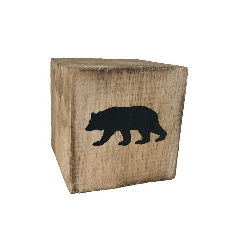 block single - woodland - bear - natural/black - 8cm