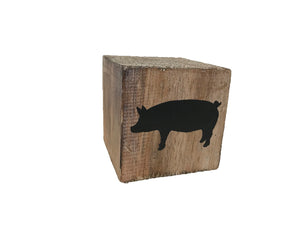 block single - farm - pig  - natural/black - 8cm