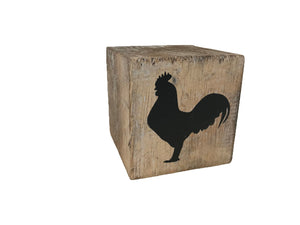 block single - farm - rooster - natural/black - 8cm