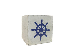 block single - nautical - steering wheel - white/blue - 8cm