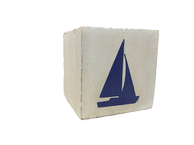 block single - nautical - sailboat - white/blue - 8cm