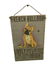 sign - dog - french bulldog - 20x30cm