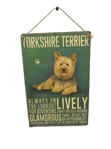 sign - dog - yorkshire terrier - 20x30cm