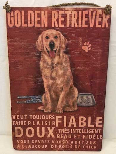 sign - french - golden retriever - 20x30cm