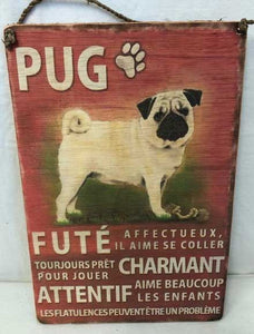 sign - french - pug - 20x30cm