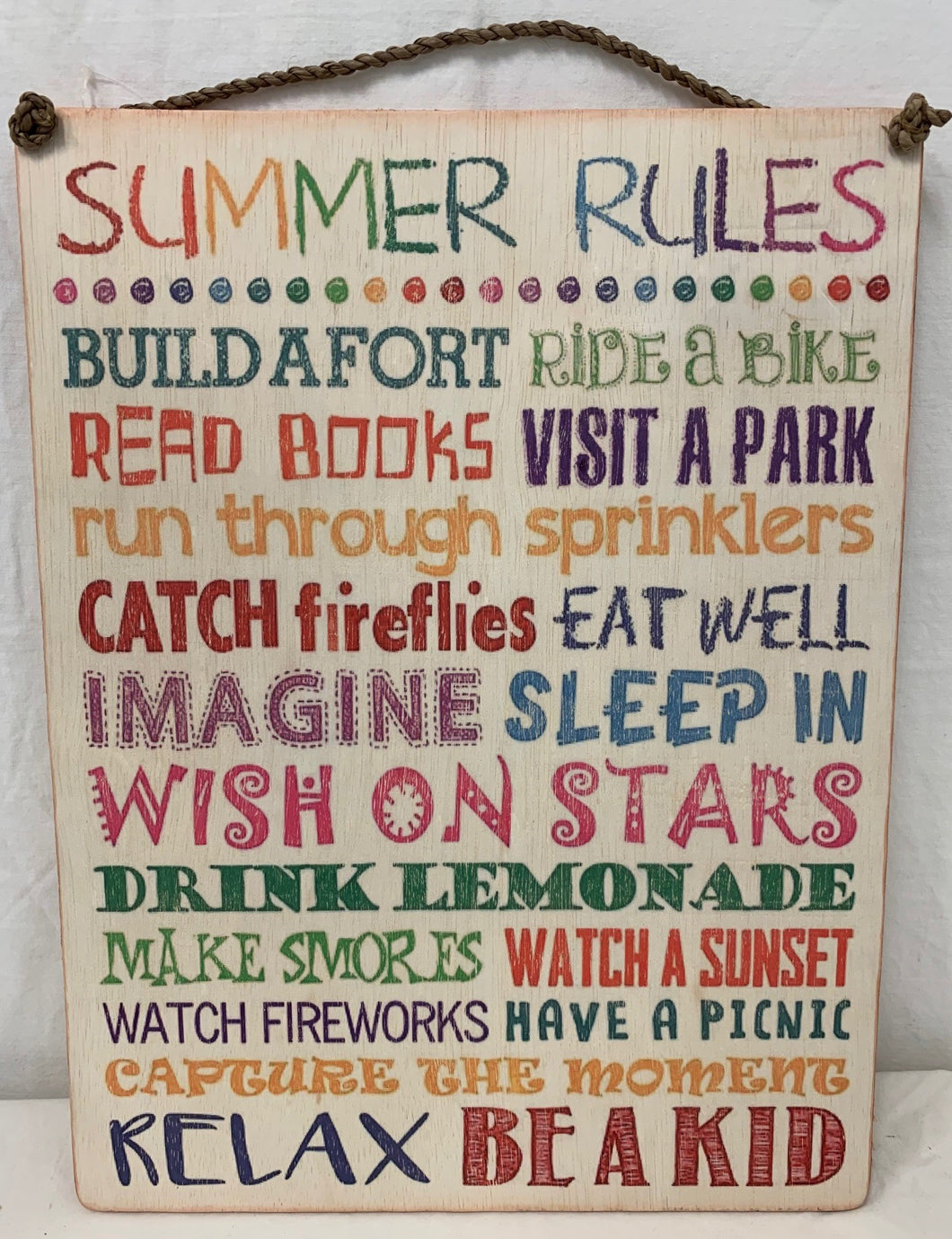 sign - summer rules - 40x30cm