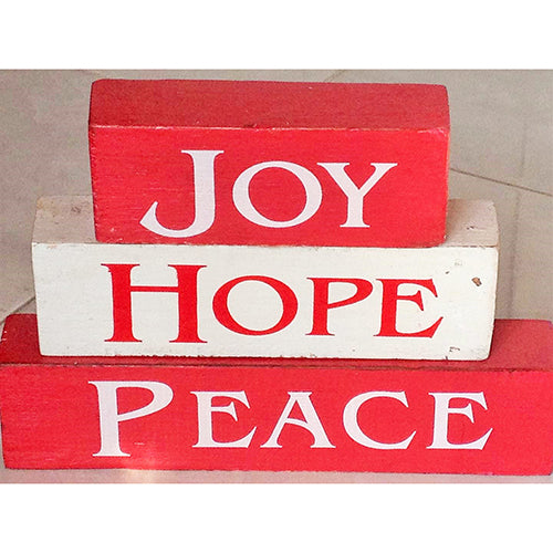 blocks - joy/hope/peace - red & white