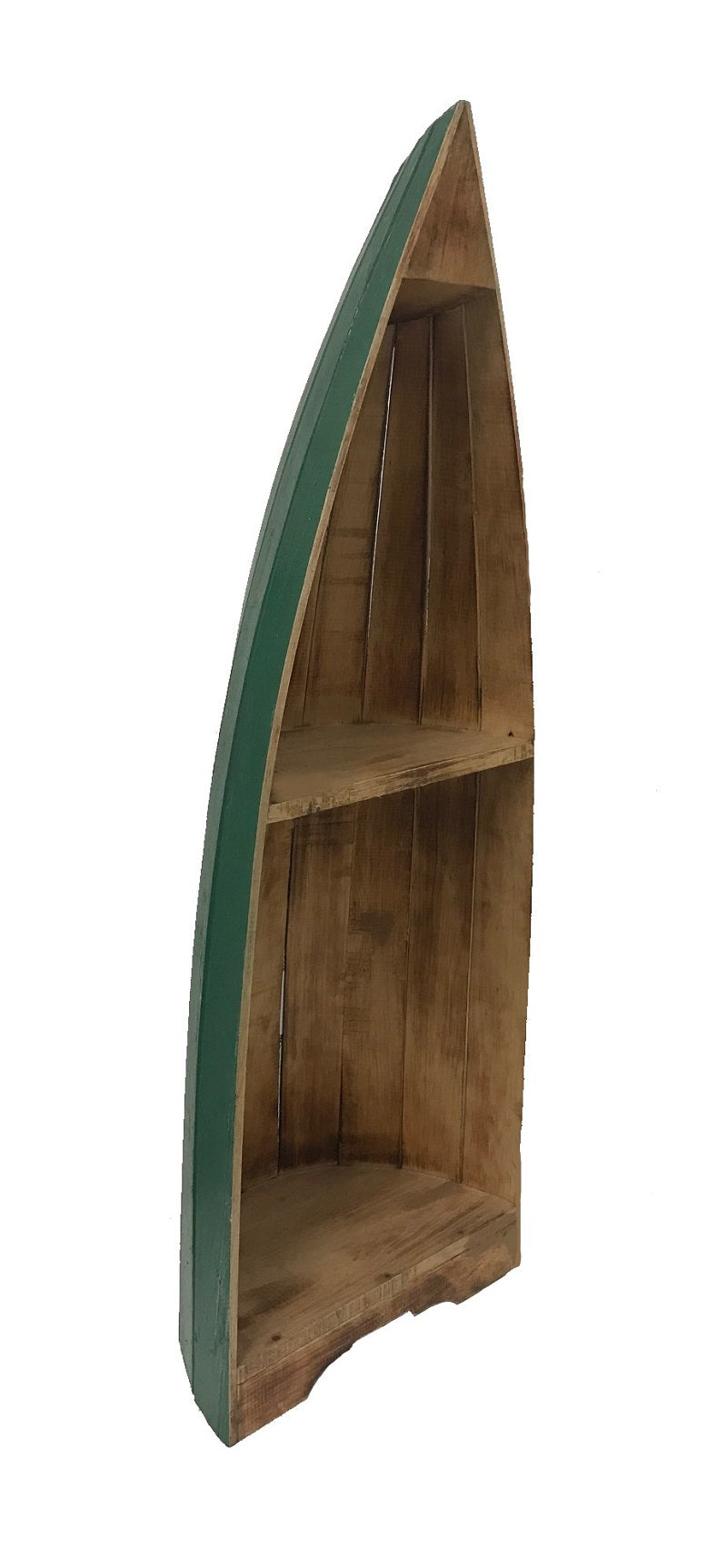 boat shelf - natural w/ dark green rim - medium - 1m - 2 shelves