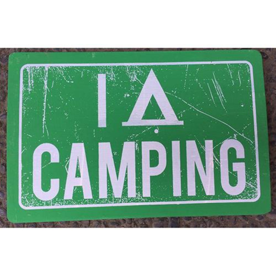 sign - I A camping - green - 30x20cm - distressed