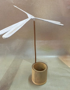 pencil holder - bamboo - balancing dragonfly (weighted) - natural