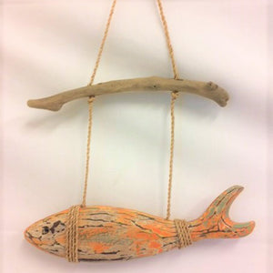 fish - horizontal - hanging from stick - orange abstractNRO