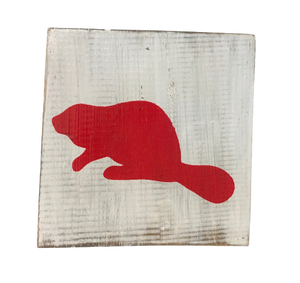 sign - beaver - red on white - 15cm