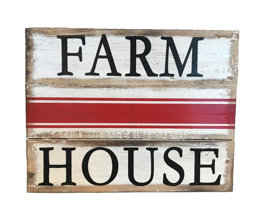 sign - farm house - red lines - 24x30cm