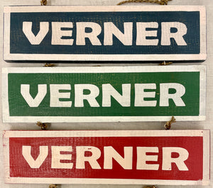 road sign - verner - dark green w/ white - 30x8
