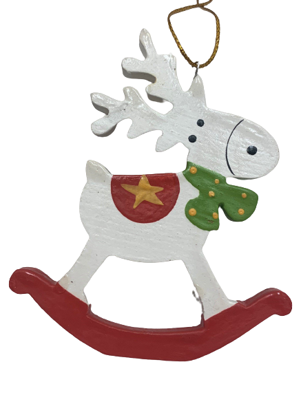 ornament - rocking reindeer w/ bow
