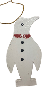 ornament - penguin - white/red bow tie - 10cm