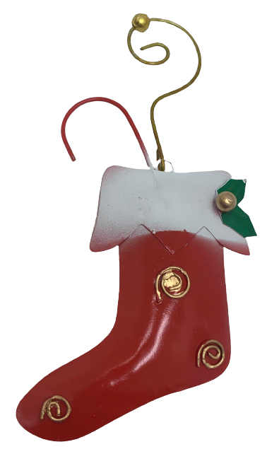 ornament - stocking red- iron