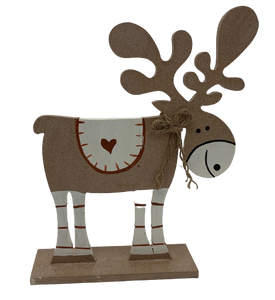 reindeer - natual - striped legs/hearts - 19cm