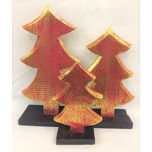 christmas tree - SET OF 3 - red/gold (15/20/24cm)