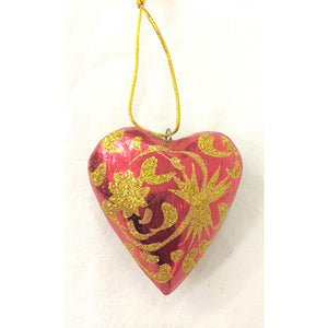 ornament - 6cm - red - heart w/ sparkle