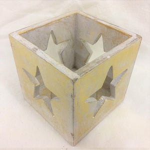candle box - star - cut out - white gold - 10cm