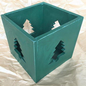 candle box - 4 tree cut outs - 15x15cm - green