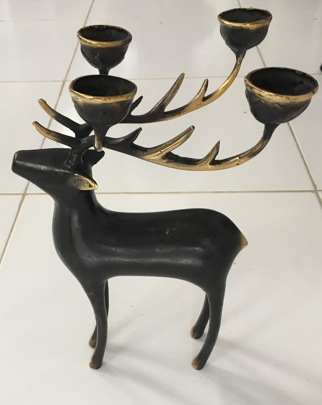 deer - candle holder - bronze - 4 candles