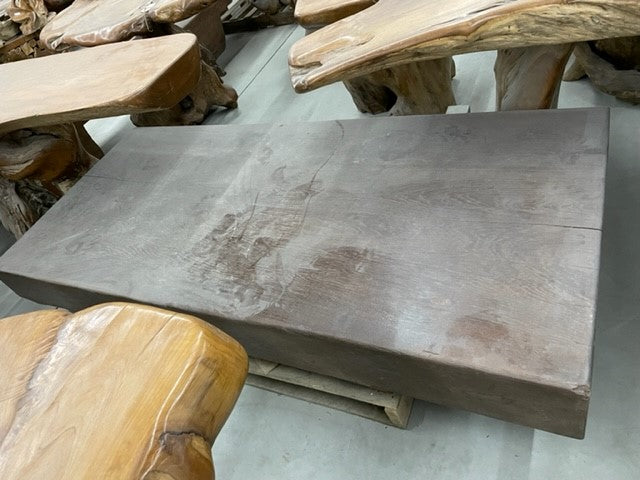 table - ironwood slab w/ coffee table legs (joglo) - 200x90x20cm