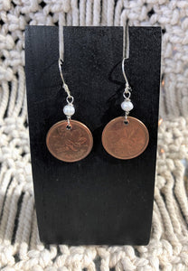 penny earring - pearl - gemstone/sterling silver hook