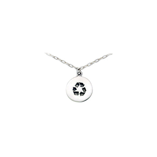 yz - NRO - think green - recycle - pewter pendant/ silver plated chain - on card