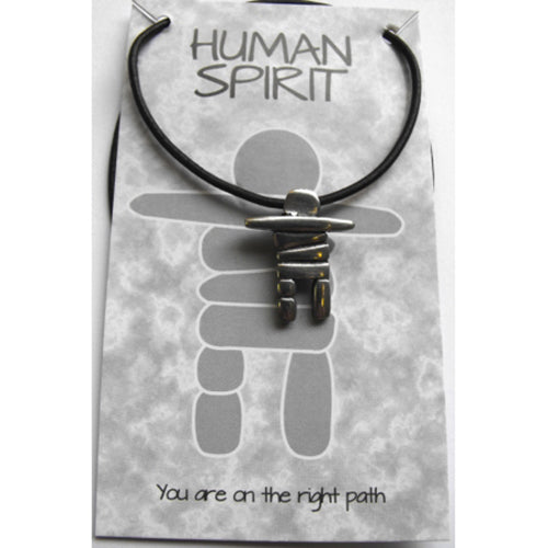 necklace - human spirit - inukshuk - pewter pendant on card NRO