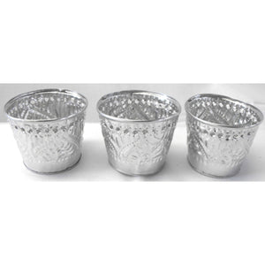 candle/t light holder - tin - cup - 7x3cm
