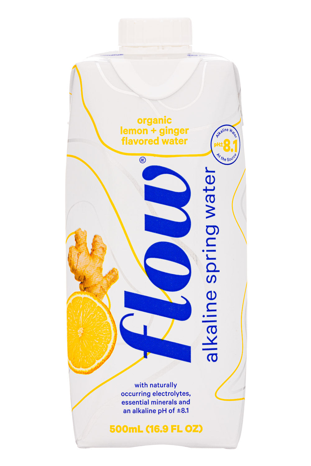 flow - lemon ginger - alkaline spring water - 500ml